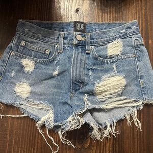 BDG Women's Ripped Jean Shorts - Light Blue